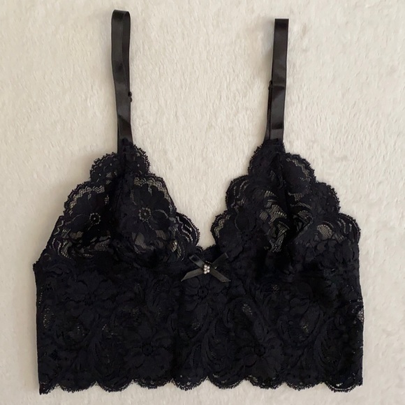 {VTG} Andrea Kristoff for Escanté | Lace Triangle Longline Bralette Bra 543 (L) - Picture 1 of 16